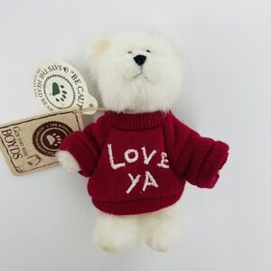 Boyds Bears Mini Bear "Smoochies" 4 Inch Love Ya Red Sweater #567003 Year 2000